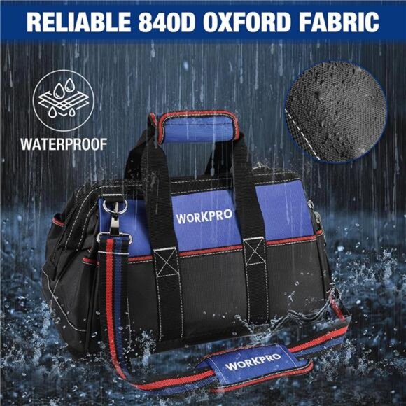16-inch Wide Mouth Tool Bag, Heavy Duty Cloth Tool Storage Bag with Water Proof - Picture 6 of 7